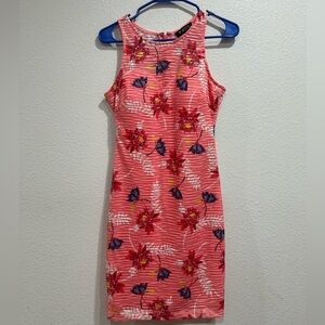 GUESS Womens Illusion Neck Bodycon Pink Floral Sleeveless Dress Size 6